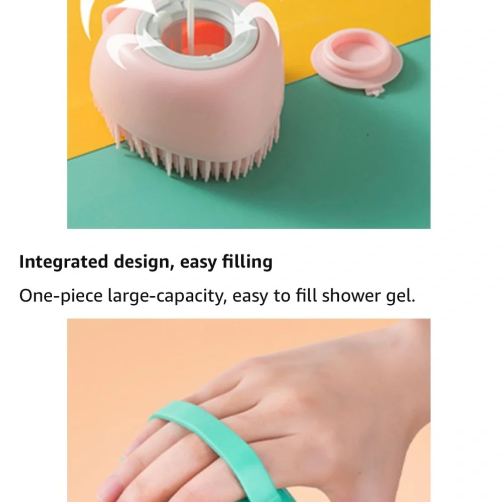 DUALSHINE Upgraded Dog Bath Brush,Dog Scrubber Best Pet Bathing Tool & shampoo